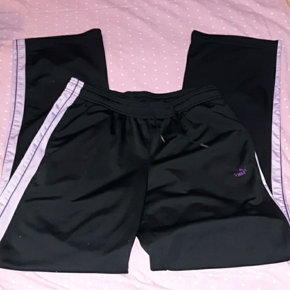 Puma Athletic Track Pants Black & Lavender‎ Large